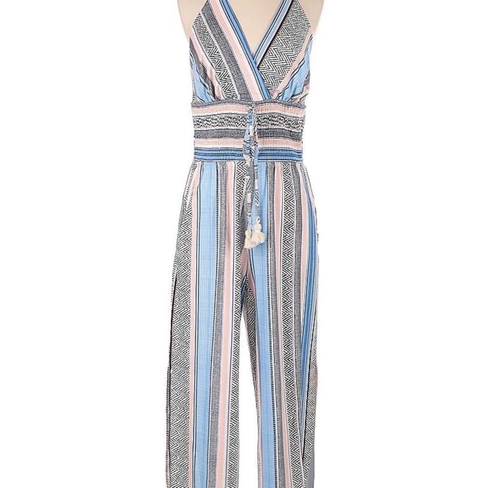 Striped Blue and Peach Jumpsuit